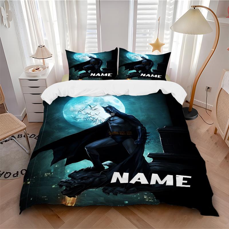 Custom Textile Batman Moon Bedding 3 Piece Set HD Print Duvet Cover Pillowcases for Teens Adult Bedroom Decoration