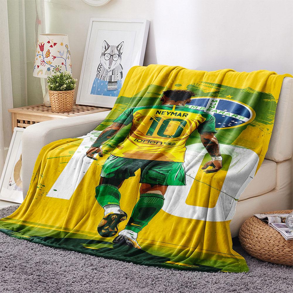 1PC Neymar Jr Patterned Flannel Blanket Suitable For All Seasons for Home Decor Warmth and Comfort Gifts Holiday Present