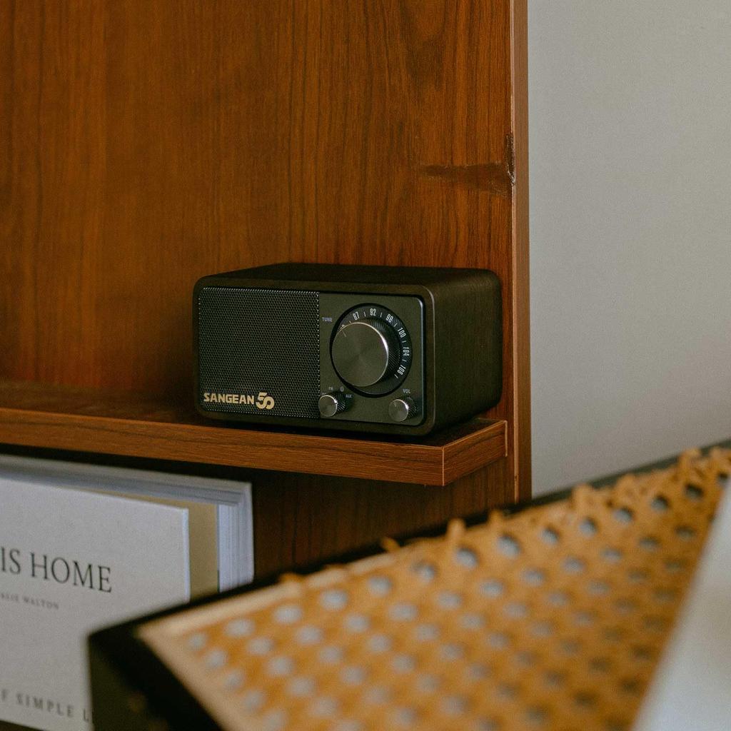 Sangean 50th Anniversary Wide FM Compatible FM Wood Compact Speaker WR-301 Radio/Bluetooth Speaker, Cabinet, Palm-Sized