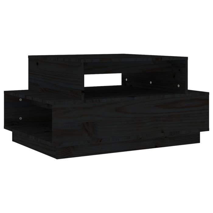 814518 vidaXL Table basse Noir 80x55x40,5 cm Bois massif de pin