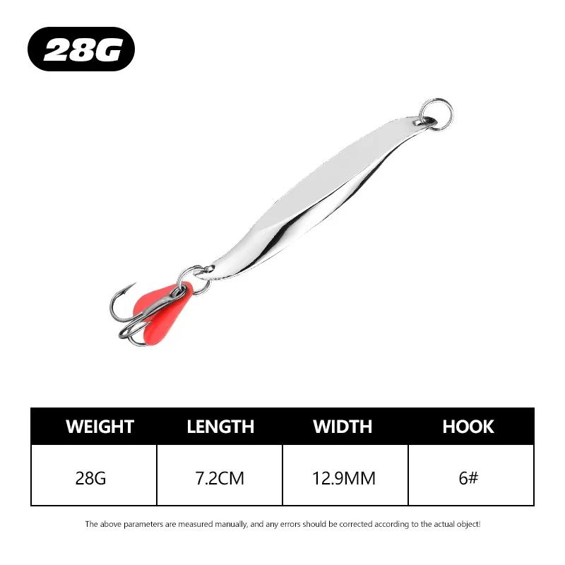1× #7g/10g/18g/28g S-shaped Oblique Cut Angle Flash Iron Plate Lure  Fishing Baits Trolling Red Heart Metal Jig Sea Fishing Lure