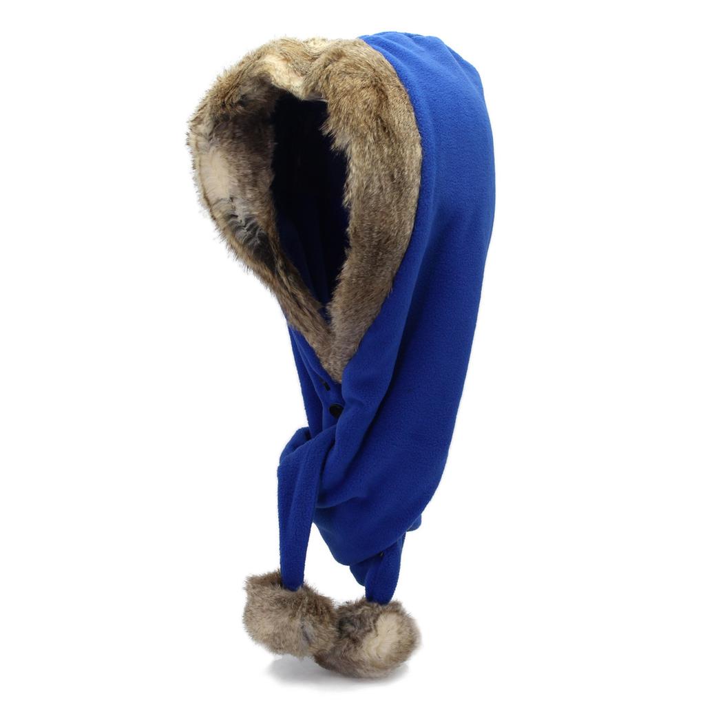 Parent-child Double Ball Cap Thickened Fleece Warm Hat Scarf Integrated Large Fur Collar Winter Hat Outdoor Little Red Riding Hood