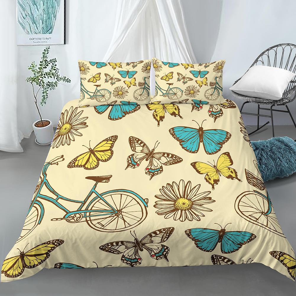 Butterfly Aesthetics Duvet Cover King Queen Beautiful Blue Flying Insect Pattern Print Bedding Set 2/3pcs Polyester Quilt Cover