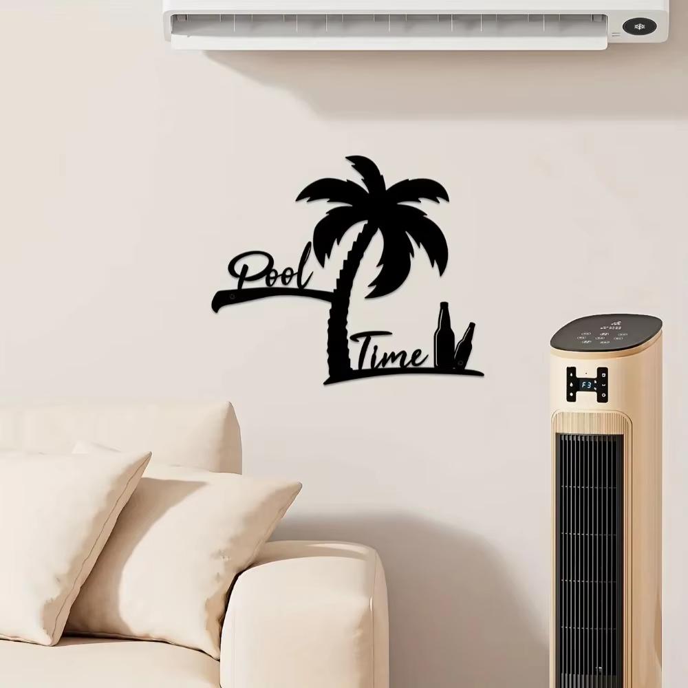 Wandkunst aus Metall mit Palmenmotiv im Küstenstil – für die Zeit am Pool. Metallschild für den Außenbereich. Dekoration für die Poolparty zu Hause. Allgemein passendes Hängeornament.