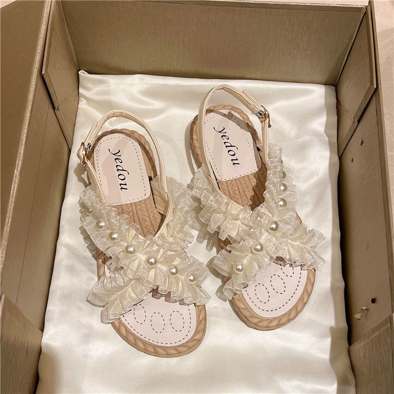 Roman Style Sandals for Women Summer 2025 No Heel Flat Rubber Ladies Shoes Footwear Beach Vintage New Breathable Fashion Daily H