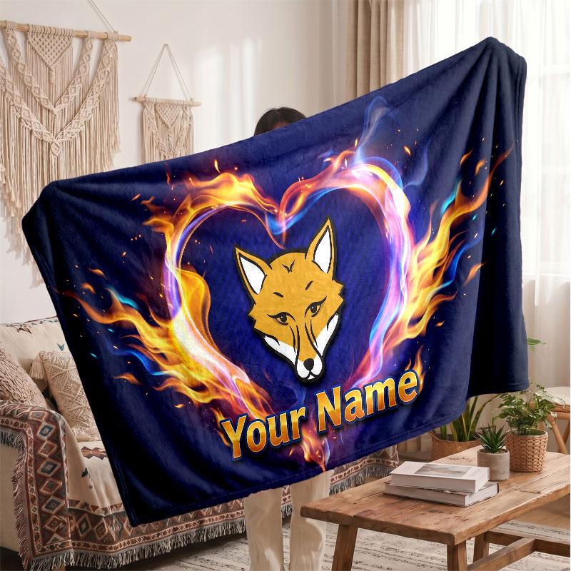 Leicester City Personalized Fleece Blanket With Football Logo, Custom Name Text Soft Warm Home Throw Blanket