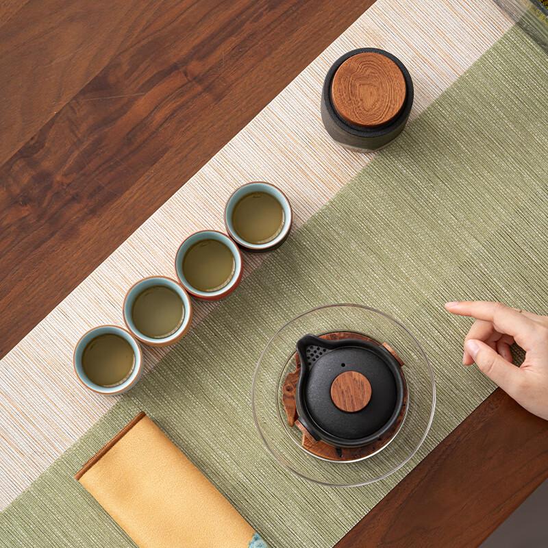 Sushih Hand-Painted Ceramic 'A Thousand Li of Rivers and Mountains' Tea Set