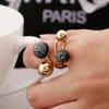 European & American Adjustable Gold Brass Ring - Women's Spring Collection, Color-Preserving Gold Bean Design