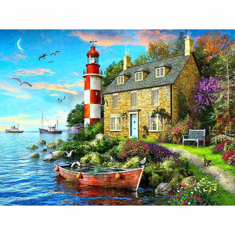 New 5D DIY Diamond Painting Scenic Lodge Diamond Embroidery Scenery Cross Stitch Full Round Drill Home Decor Manual Gift