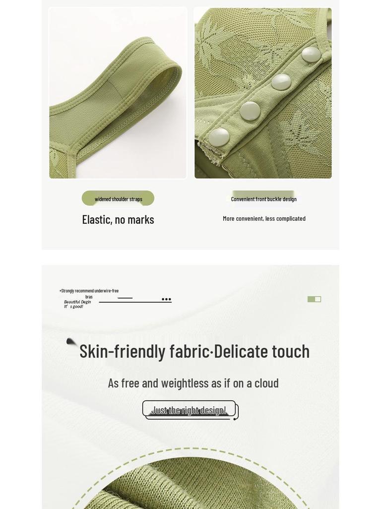 Bequemer Baumwoll-Vorderverschluss-Plus-Size-Drahtloser BH mit Aufdruck für reife Frauen