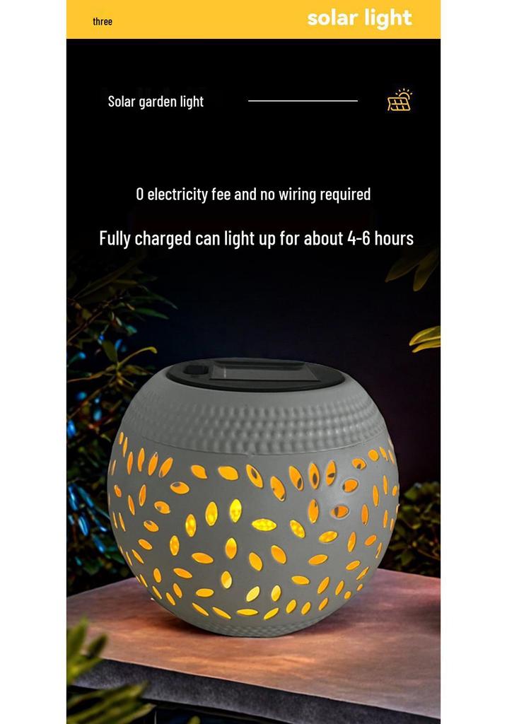 Iron Solar Outdoor Lamp – Hollow Design for Garden, Courtyard, and Camping Decor