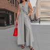 Women's Fashionable Street Style Sleeveless Long Coat and Wide-leg Pants Set - A Two-piece Summer Solid-color Outfit