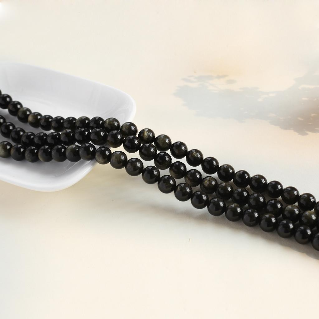 Natural Crystal Obsidian High-Quality Bracelet, Handmade Jewelry Accessories, Loose Bead Material, Long String Bracelet.