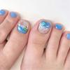 24pcs Beach Press On Toenails Glossy False Toenails Stick On Nails Acrylic Toe Nail Full Cover Artificial Toenails