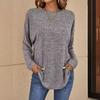 Fall New Ribbed Crew Neck Loose Long Sleeve Knit Top T-shirt for Women European American Style