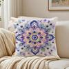 Darkcolored Mandala Floral Pattern Pillow Case Organic Short Plush Cushion Covers Breathable Washable WrinkleResistant