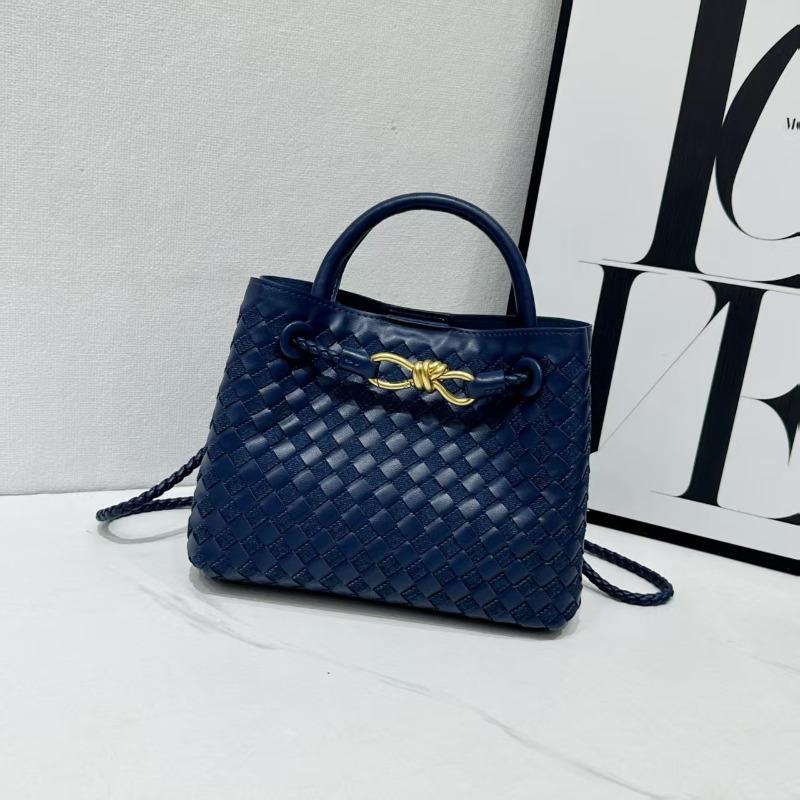 

Woven color matching handbag fashionable metal rope buckle tote bag premium retro design shoulder messenger women s bag 25 * 10 * 20CM (ordinary without words) джинсовый синий