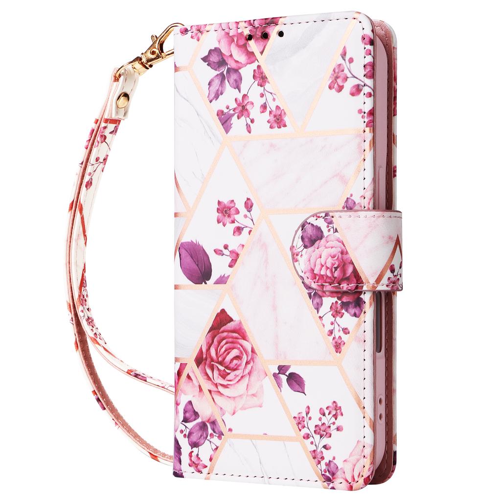 For Samsung Galaxy A06 4G Case Lacquered Marble Pattern Leather Phone Cover