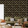 Black and Gold Tropical Pattern Wallpaper, Ochre and Black, 50x1000