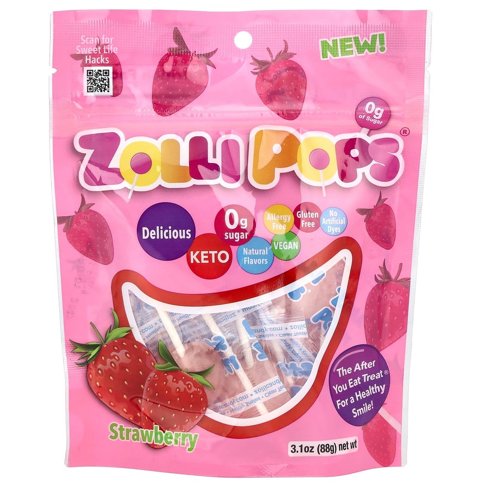 ZolliPops The Clean Teeth Pops Strawberry 15 Count 3.1oz