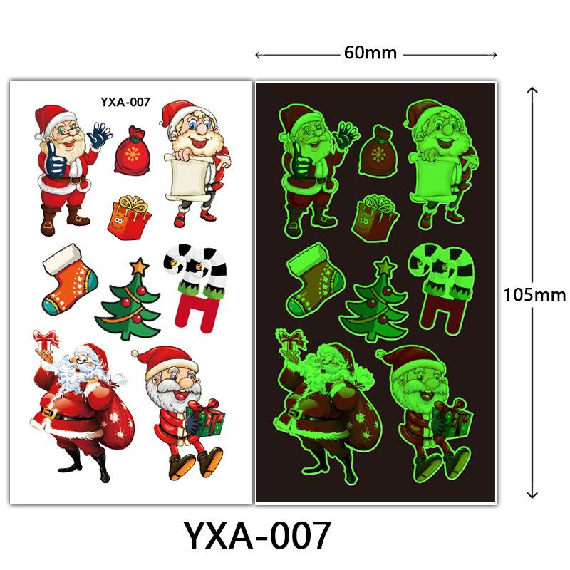 Christmas Luminous Tattoo Sticker Glowing Waterproof Sweat Cute Cartoon Holiday Party Temporary Sticker