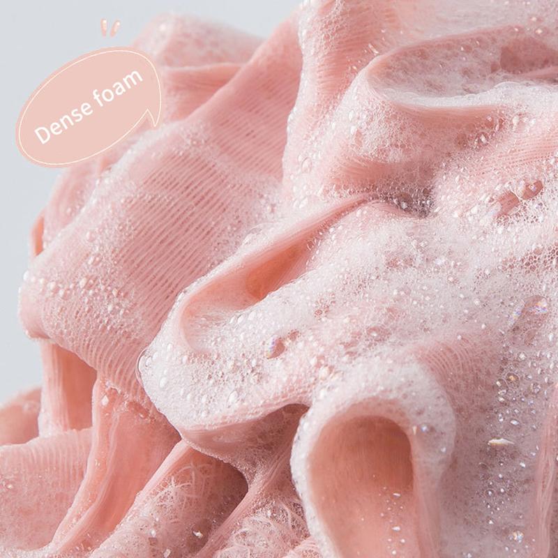 2-In-1 Bath Ball Towel Loofah With Drawstring Closure For Soap Soft Exfoliating Mesh Shower Sponge Skin Care Bathing Tool