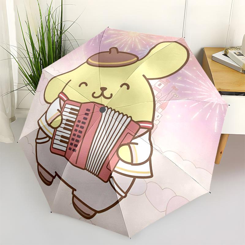 

1pc Adorable Pom Pom Purin Ideas Durable Cartoon Folding Umbrella, Portable 3-Fold Compact Umbrella for Men and Women, Suitable for Travel or Daily Us