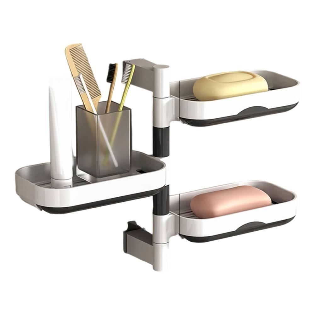 Folding Towel Rack Multi-layer Storage Rotary Soap Box Ample Storage Space
