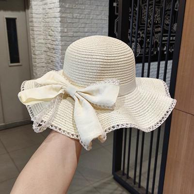 Women's Summer Fashion Sun Hat Large Brim & Bowknot Design Summer Sun Hats for Travel Holiday Beach Travelling