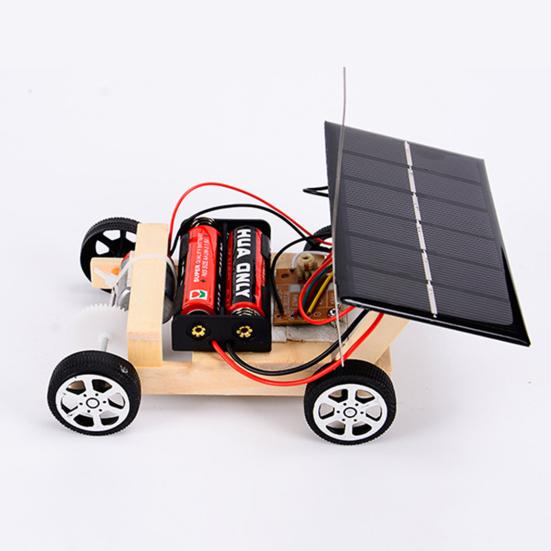 Wireless RC Vehicle Model Creative Model Toy Wooden Assembly Solar Remote Control Car for School