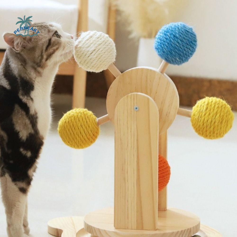 Rotating Turntable Ferris Wheel Cat Toy Detachable Wear Resistant Cat Scratcher Toy Durable Interactive Cat Toy Playing Teasing