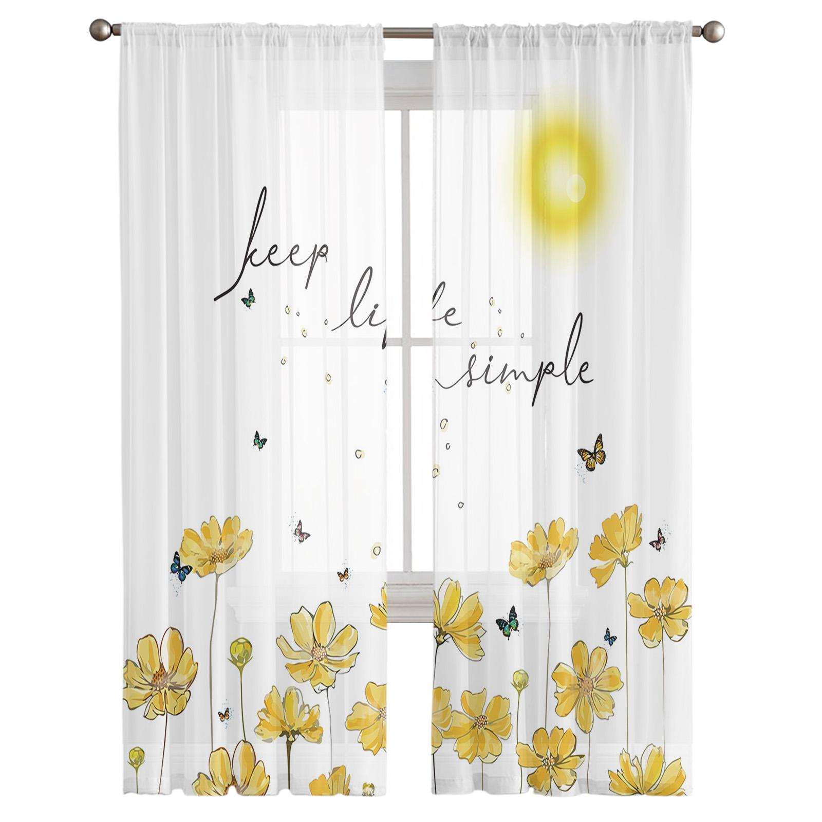 Солнце Бабочка Цветок Тюль Шторы Для Гостиной Спальня Вуаль Прозрачные Шторы Окна — фото 4