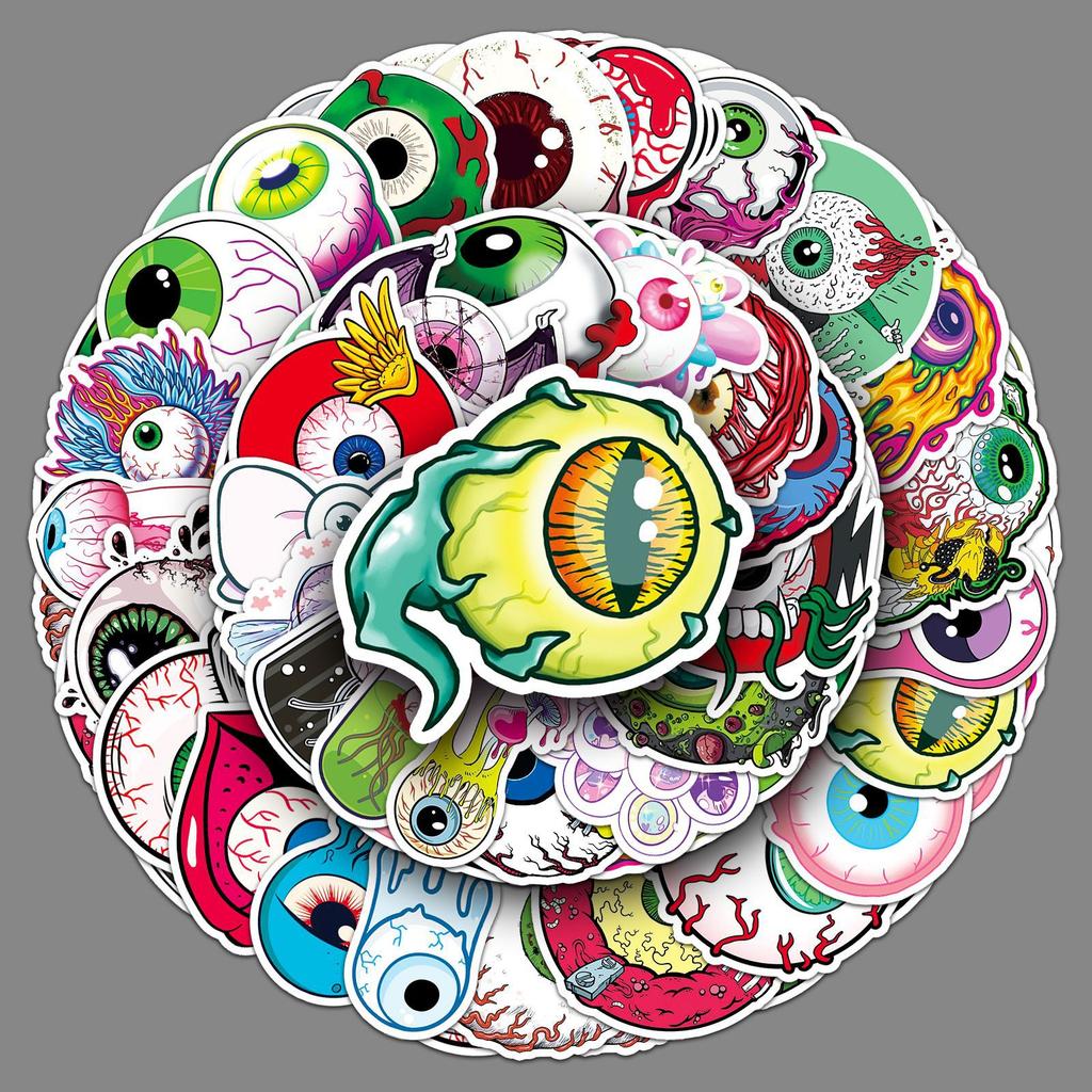 50 Eyeball Graffiti Stickers Personality Horror Trend Cool Play Decorative Mobile Phone Case Water Cup Skateboard Stickers