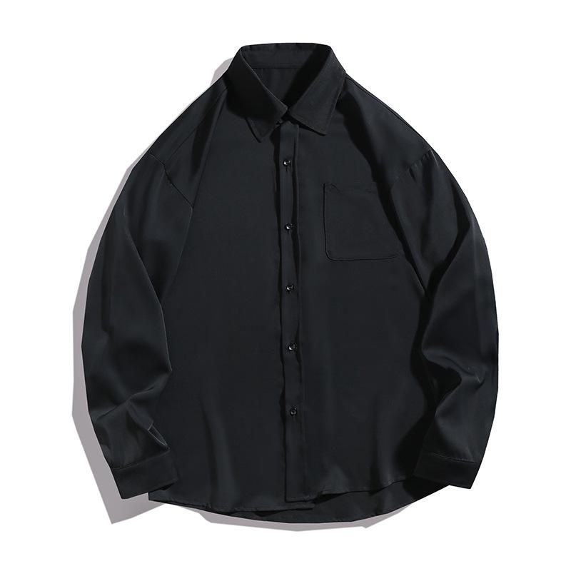 

Couple Solid Color Loose Casual Long-sleeved Shirt Lapel Comfortable Single-breasted Jacket 2XL