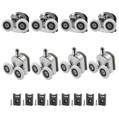 8 Stück Duschkabinenrollen Ersatz, Gebogene 23mm Aluminiumlegierungsräder für 4-6mm Glas Türreparatur