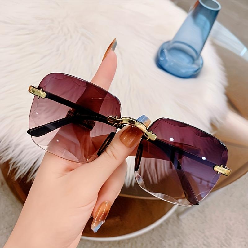 Square Rimless Sunglasses Women Luxury Brand Designer Summer Glasses Fashion Sun Glasses for Men