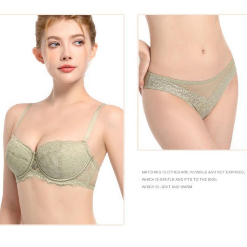 Sexy Half-cup Lace Suit for Small Chest, Non-empty Cup Underwear for Women, Gathered Anti-sagging Bra