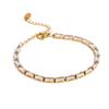 Yhpup Waterproof Fashion White Green Cubic Zirconia Stainless Steel Gorgeous Necklace Bracelet Elegant Charm Jewelry Sets Women