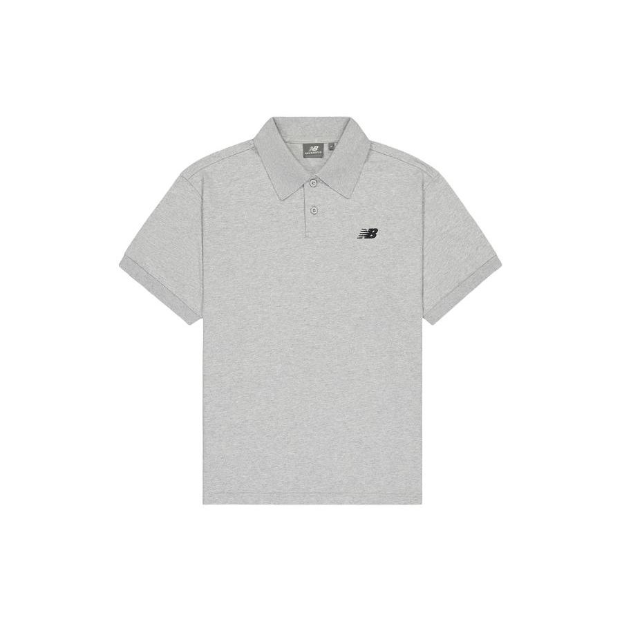 

New Balance Solid Color Casual Polo Shirt Men Tops Gray NFE21011-MGR