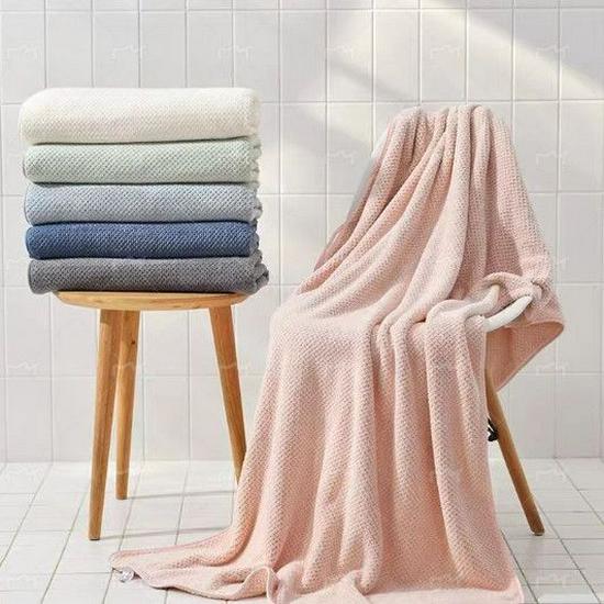 Coral Fleece Plaid Adult Beach & Bath Towel - Thick, Absorbent, Large