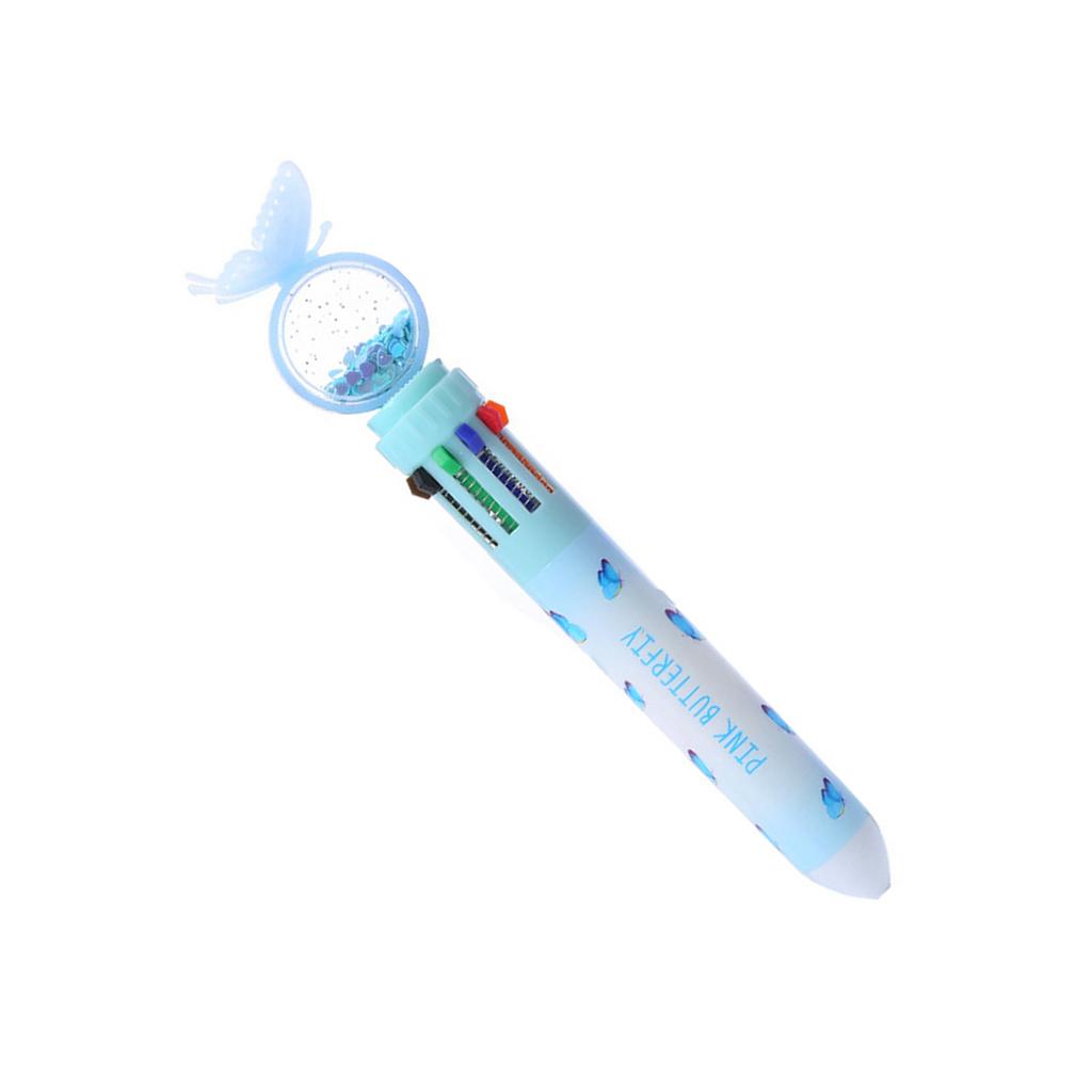 Vícebarevné pero s kresleným kuličkovým perem, 10 barev v 1, psací pero, hladce pište pro studenty a dospělé, psaní v deníku