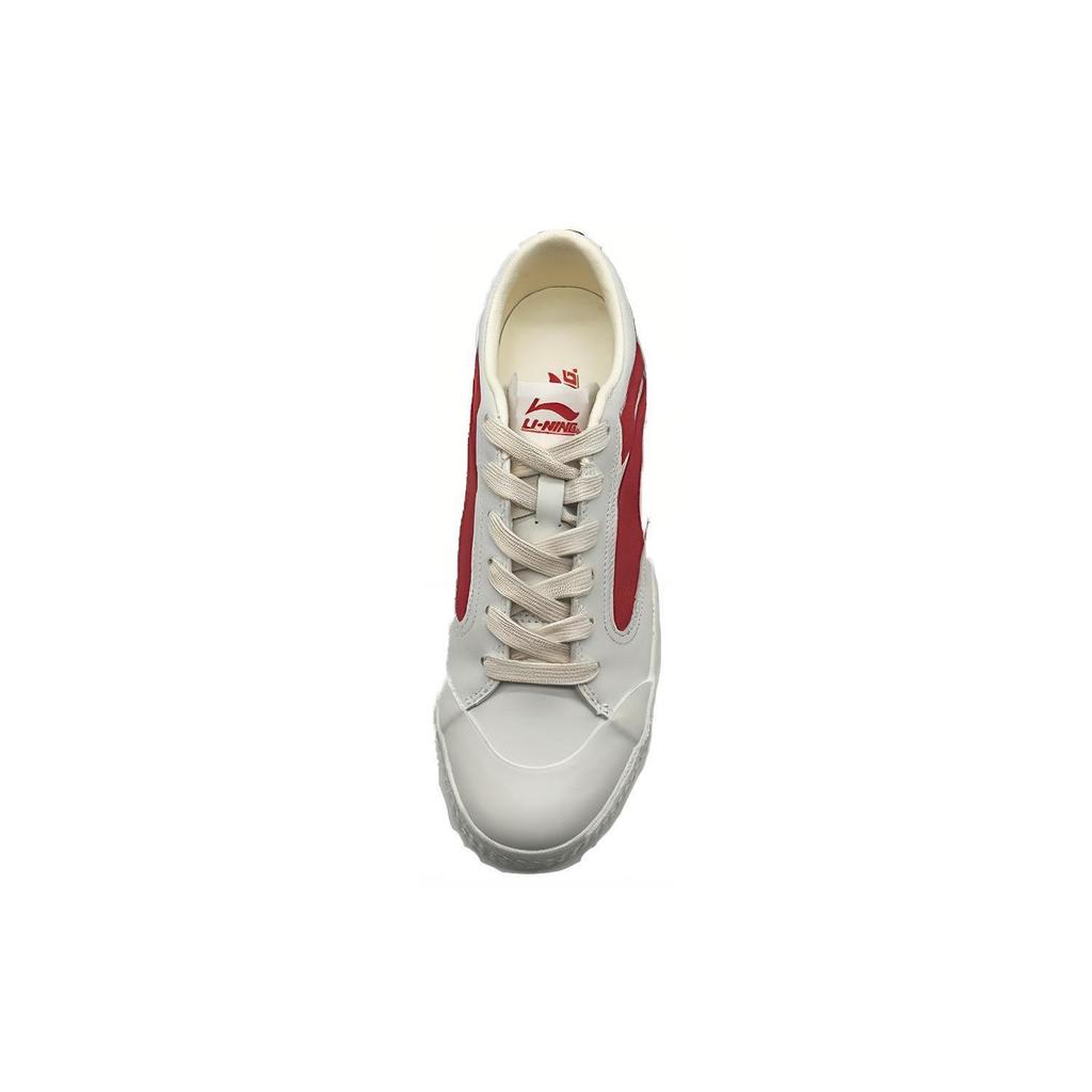 Li Ning Wave 2020 Semaine de la Mode de Paris Antidérapantes Légères Basse en Toile Chaussures Décontractées Femme Blanc Rouge AGCP384-2