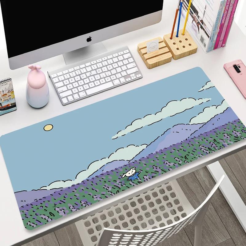 Green Plant Large Area Mousepad Gaming XXL Mouse Pad Size Office Long Table Mat Kawaii Desk Teen Girls Bedroom Laptop Carpet