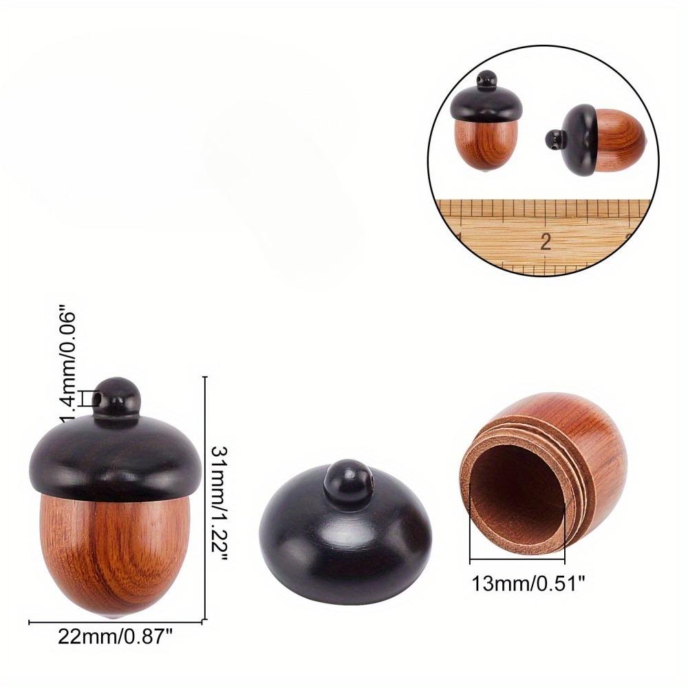 1pc Wooden Mini Acorn Pendants, Ebony Nut Box Charms, Detachable Keychain And Car Decoration
