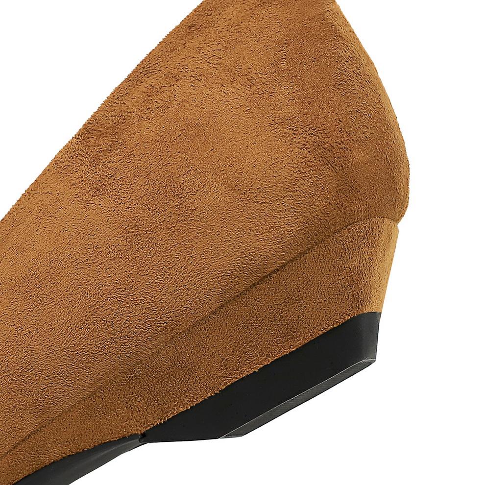 French Pointed Rhinestone Chain Decoration Single Shoe Suede Shallow Mouth Slope Heel Low Heel Women's Shoes