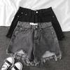 Denim High-waisted Shorts Women's Loose Ripped Fringe Wide Leg Hot Pants
