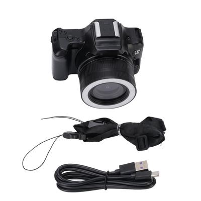 48MP 2K Digital Camera Double Lens Portable 16X Zoom Camera with Games Music Filters for Travel Black