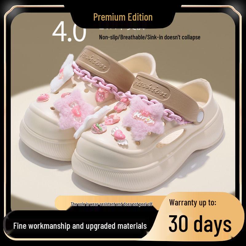 

2025 Розовые женские клоги в стиле феи на толстой подошве из ЭВА - Нескользящие, Устойчивые к запаху, С закрытым носком, Летние пляжные шлепанцы Size 38-39