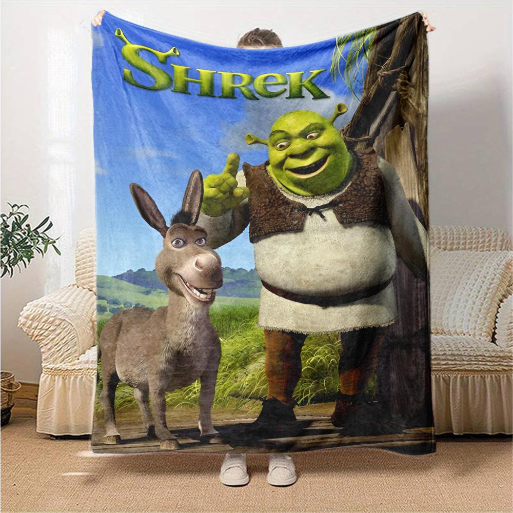 Shrek Theme Printed Blanket - Perfect for Couch, Bed, Travel & Outdoor Use | Machine Washable, Cozy & Durable.