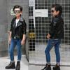 Kids Clothing Spring Autumn Winter Boys and Girls Leather Jacket Lapel Middle and Small Kid's Motorcycle Tops